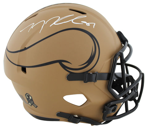 Vikings T.J. Hockenson Signed Salute To Service II F/S Speed Rep Helmet BAS Wit