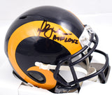 Marshall Faulk Autographed Rams 81-99 Speed Mini Helmet w/HOF- Beckett W Holo
