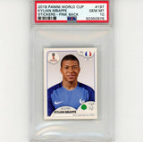 Graded 2018 Panini World Cup KYLIAN MBAPPE #197 Stickers Pink Rookie Card PSA 10