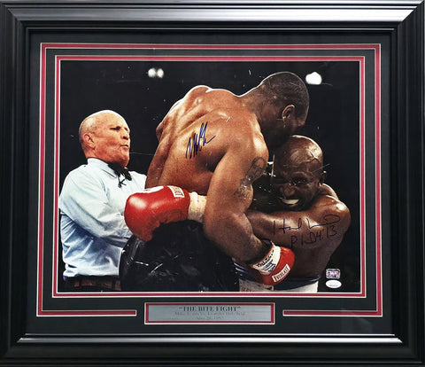 Mike Tyson & Evander Holyfield Autographed Framed 16x20 Photo (Damaged) JSA WPP5