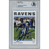 Ray Lewis Autographed/Signed 2004 Topps #188 Trading Card Slab Beckett 53459
