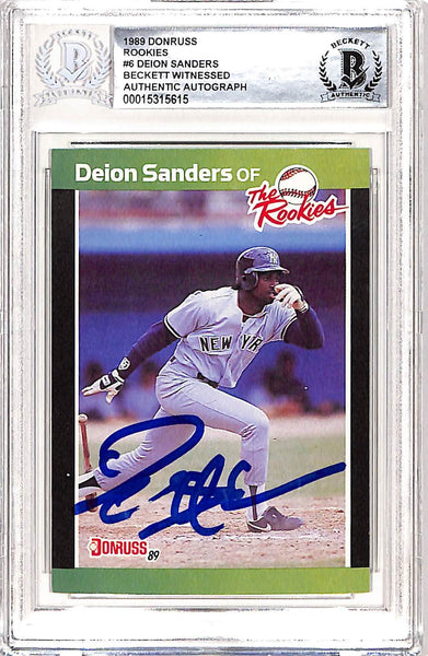 Deion Sanders Signed 1989 Donruss #6 Trading Card Beckett 42658