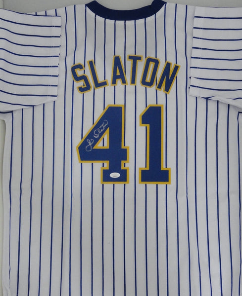 Brewers 82 AL Champ JIM SLATON Signed Custom Replica Pinstripe Jersey AUTO - JSA
