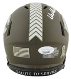 Bears Dick Butkus "HOF 79" Signed Salute To Service Speed Mini Helmet JSA Wit