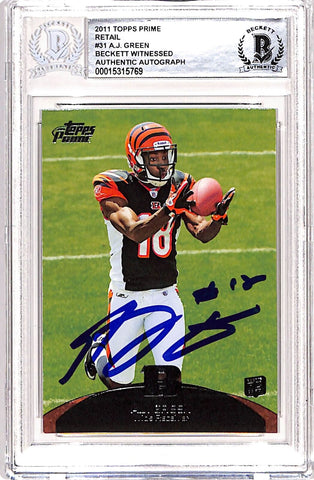 AJ Green Autographed/Signed 2011 Topps Prime #31 Card Beckett 39076