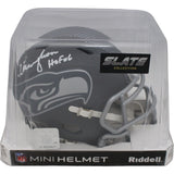 Warren Moon Autographed Seattle Seahawks Slate Mini Helmet Beckett 46990