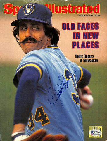 Rollie Fingers Signed Milwaukee Brewers Sports Illustrated Cover BAS Holo Only