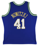 Mavericks Dirk Nowitzki Signed Blue M&N 98-19 HWC Swingman Jersey BAS #BS78002
