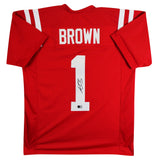 Ole Miss A.J. Brown Authentic Signed Red Pro Style Jersey BAS Witnessed