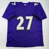 Autographed/Signed J.K. Dobbins Baltimore Purple Football Jersey JSA COA