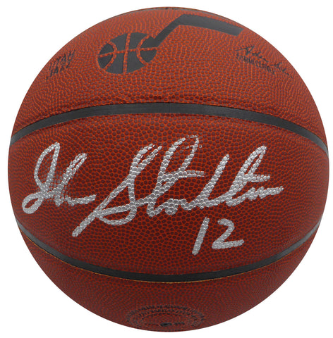 John Stockton Autographed Basketball Utah Jazz (Smudged) Beckett QR #1W271700