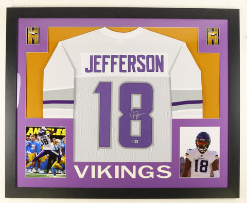 Justin Jefferson Signed Minnesota Vikings 35"x 43" Framed Jersey (Beckett) WR
