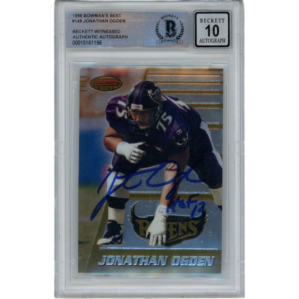 Jonathan Ogden Autographed 1996 Bowman's Best 10 Auto Trading Card Beckett 47707