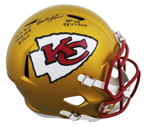 Chiefs Emmitt Thomas "Career Stat" Signed Flash Full Size Speed Rep Helmet BAS W