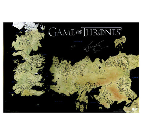 Jerome Flynn Signed Game of Thrones Westeros Map 24x36 Poster with "Bronn" Inscr