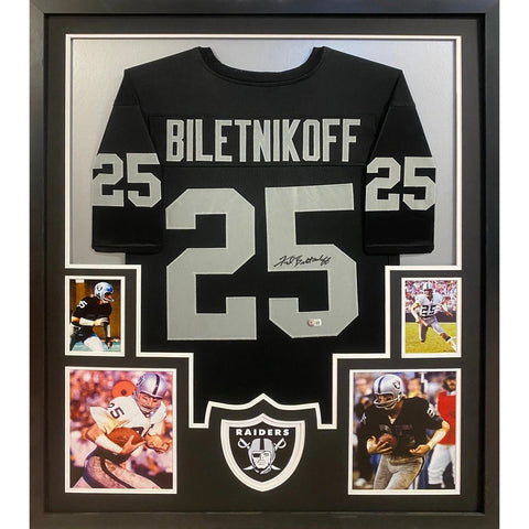 Fred Biletnikoff Autographed Signed Framed Black Oakland Raiders Jersey BECKETT