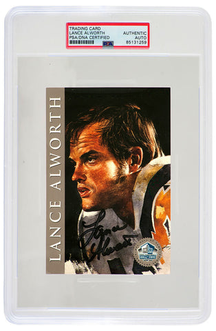 Lance Alworth Signed Hall of Fame Signature Series 4x6 Card - (PSA Encapsulated)