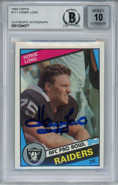 Howie Long Autographed 1984 Topps #111 Rookie Card BAS 10 Slab 34429