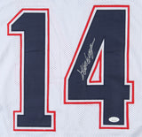 Steve Grogan Signed New England Patriots White Jersey (JSA COA) Super Bowl QB