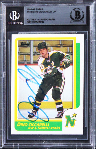 North Stars Dino Ciccarelli Authentic Signed 1986 Topps #138 Card BAS Slabbed