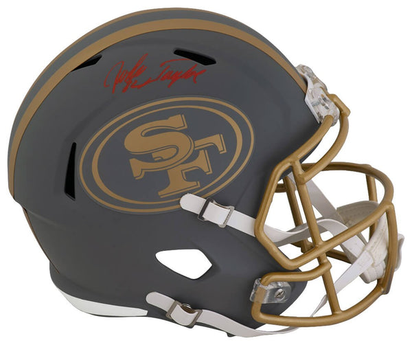 John Taylor Signed 49ers SLATE Riddell Full Size Replica Helmet - (SCHWARTZ COA)