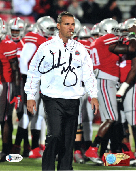 Urban Meyer Autographed Ohio State Buckeyes 8x10 Photo Beckett Witnessed #6