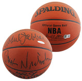 Jack Nicholson, Kareem Abdul-Jabbar & Magic Johnson Signed Basketball BAS LOA
