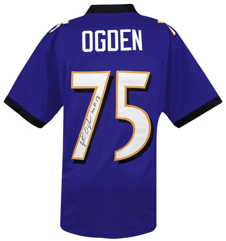 Jonathan Ogden Signed Purple Custom Football Jersey w/HOF'13 - (SCHWARTZ COA)