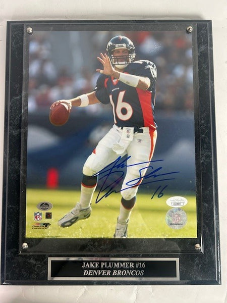 Jake Plummer Autographed 8x10 Photo with Plaque -- Denver Broncos | JSA COA
