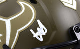 Will Anderson Autographed Texans Salute to Service Speed Mini Helmet- Fanatics