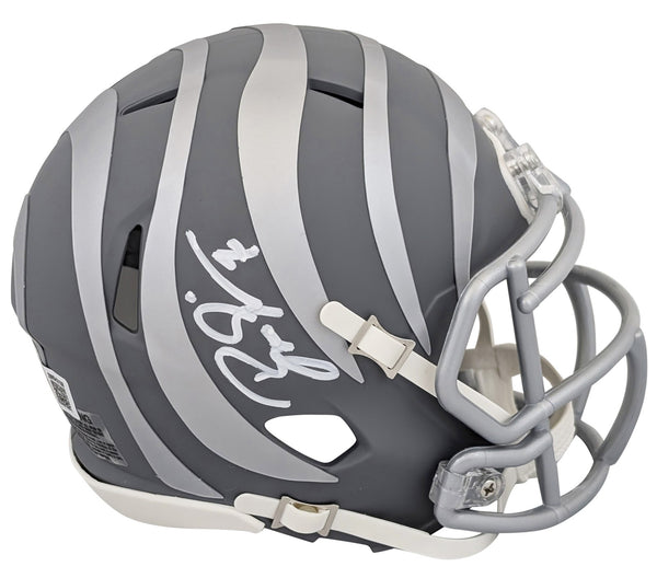Bengals Boomer Esiason Authentic Signed Slate Speed Mini Helmet BAS Witnessed