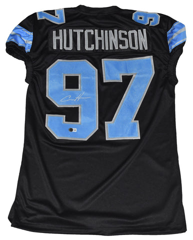 AIDAN HUTCHINSON SIGNED DETROIT LIONS #97 2024 BLACK GAME CUT JERSEY BECKETT
