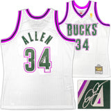 BUCKS RAY ALLEN AUTOGRAPHED AUTHENTIC M&N 1996-97 ROOKIE JERSEY L BECKETT 221293