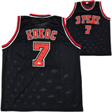 CHICAGO BULLS TONI KUKOC AUTOGRAPHED BLACK JERSEY "3X NBA CHAMP" JSA 215750