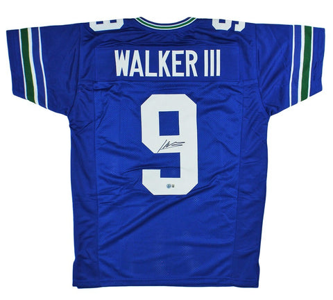Kenneth Walker III Signed Seattle Custom Blue Jersey