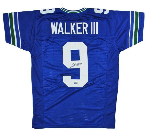 Kenneth Walker III Signed Seattle Custom Blue Jersey