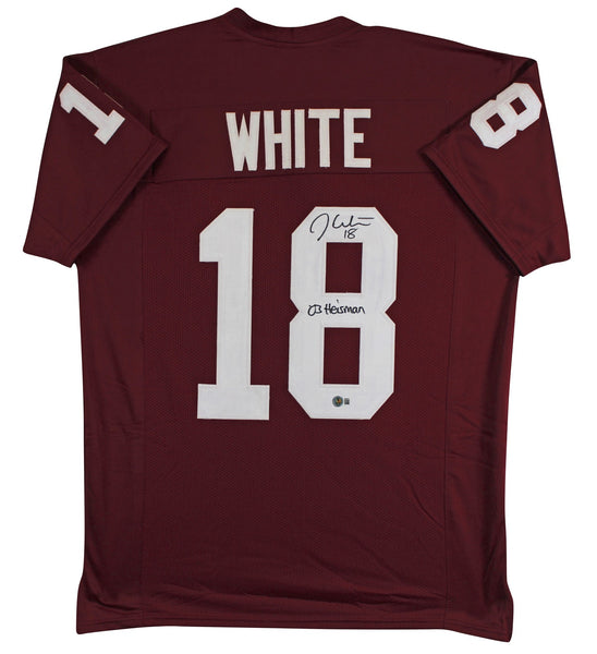 Oklahoma Jason White "03 Heisman" Signed Maroon Pro Style Jersey BAS Witnessed 2