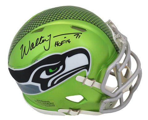 Walter Jones Signed Seahawks FLASH Riddell Speed Mini Helmet w/HOF'14 -(SS COA)