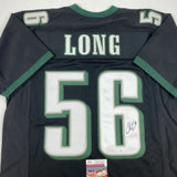 Autographed/Signed CHRIS LONG Philadelphia Black Football Jersey JSA COA Auto