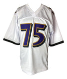 Jonathan Ogden Baltimore Signed White Stat Football Jersey HOF 13 JSA ITP