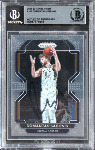 Pacers Domantas Sabonis Authentic Signed 2021 Panini Prizm #183 Card BAS Slabbed
