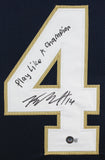 Notre Dame Kyle Hamilton "PLAC" Signed Navy Blue Pro Style Framed Jersey BAS Wit