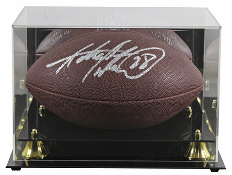 Vikings Adrian Peterson Signed Wilson Duke Replica Football W/ Case BAS Witness