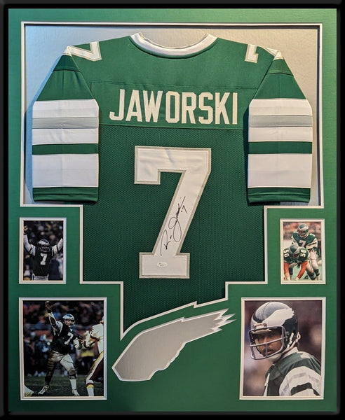 FRAMED RON JAWORSKI AUTOGRAPHED SIGNED PHILADELPHIA EAGLES JERSEY JSA COA
