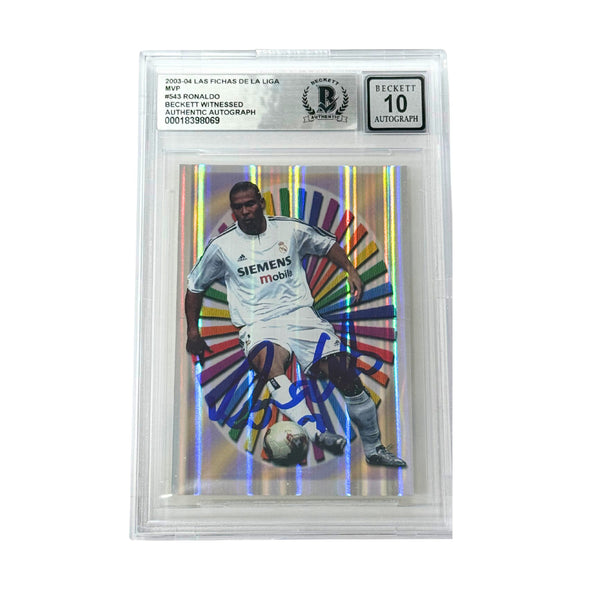 Ronaldo Nazario Signed 2003-04 Las Fichas De La Liga MVP #543 - Beckett Witness