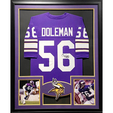 Chris Doleman Autographed Signed Framed Minnesota Vikings Pitt HOF Jersey JSA