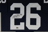 SAQUON BARKLEY (Penn State blue TOWER) Signed Autograph Framed Jersey Beckett
