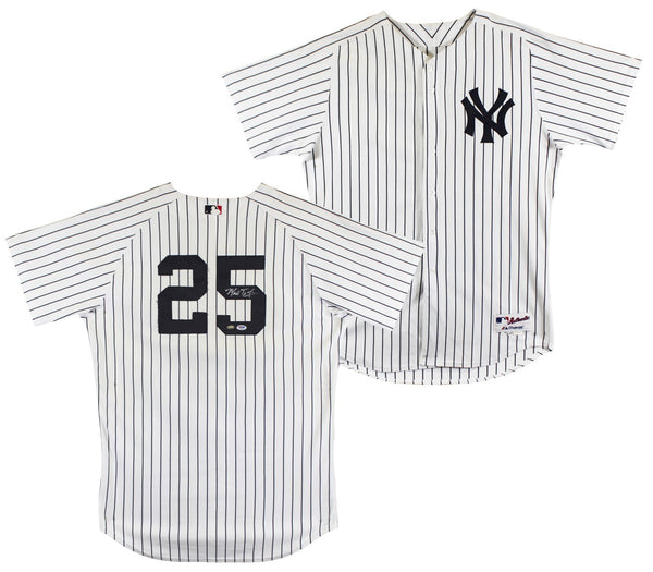 Yankees Mark Teixeira Signed White Pinstripe Majestic Authentic Jersey PSA/DNA