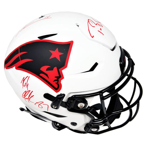 Tom Brady Gronkowski Edelman Patriots Signed Lunar SpeedFlex Helmet Fanatics JSA