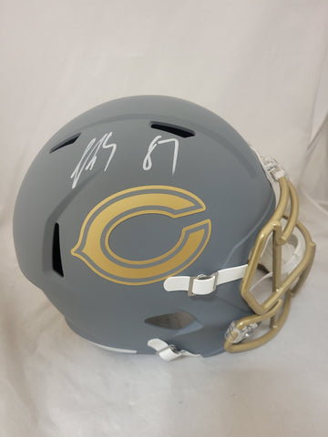 LUTHER BURDEN SIGNED CHICAGO BEARS F/S SLATE SPEED REPLICA HELMET BECKETT QR